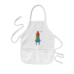 Rocket ship cartoon illustration  kids' apron