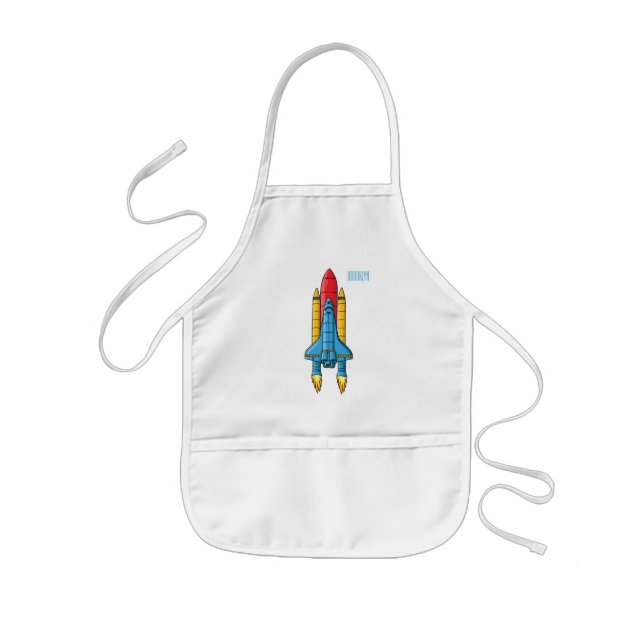 Rocket ship cartoon illustration  kids' apron (Front)
