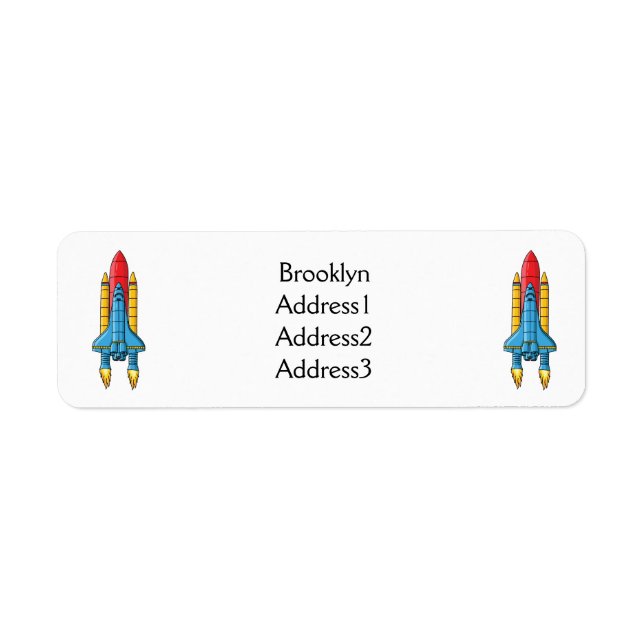 Rocket ship cartoon illustration label (Front)