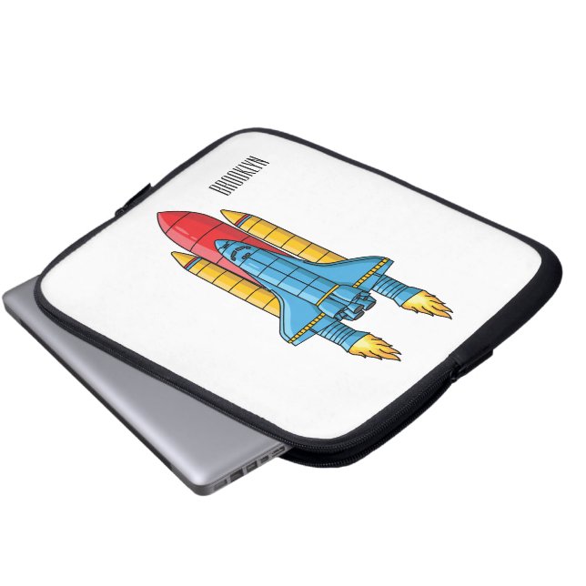 Rocket ship cartoon illustration laptop sleeve (Front Bottom)