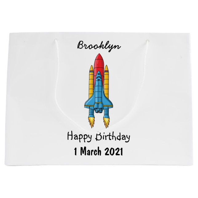 Rocket ship cartoon illustration large gift bag (Front)
