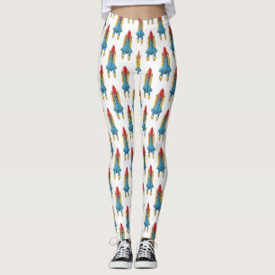 Rocket ship cartoon illustration leggings