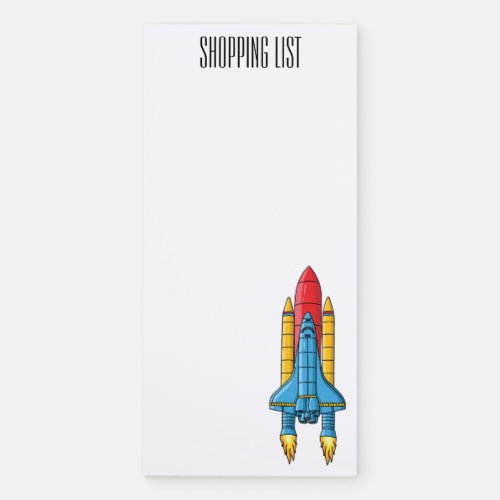 Rocket ship cartoon illustration magnetic notepad