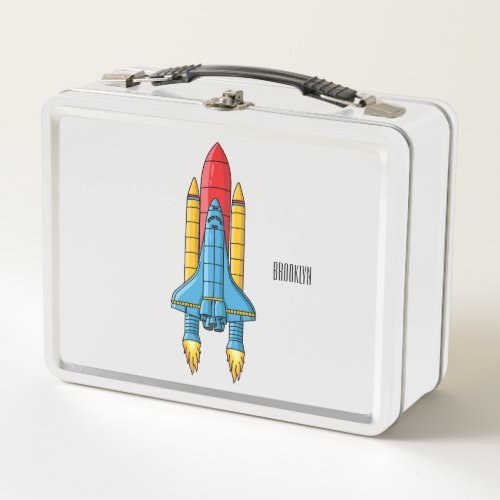 Rocket ship cartoon illustration  metal lunch box