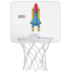 Rocket ship cartoon illustration mini basketball hoop