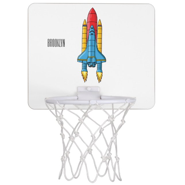 Rocket ship cartoon illustration mini basketball hoop (Front)