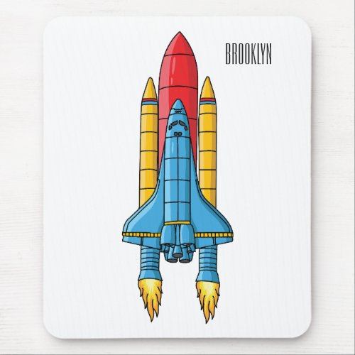 Rocket ship cartoon illustration mouse pad
