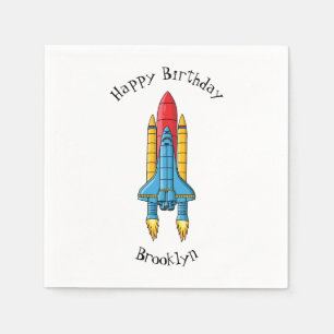 Rocket ship cartoon illustration napkins