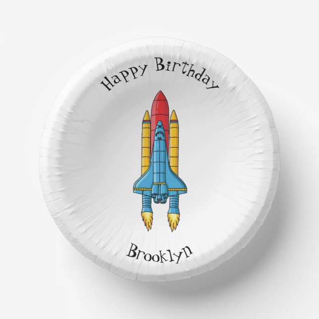 Rocket ship cartoon illustration  paper bowls (Front)