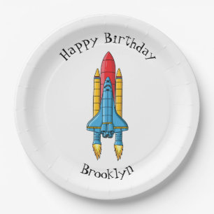 Rocket ship cartoon illustration paper plates