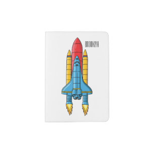 Rocket ship cartoon illustration passport holder