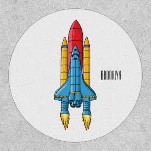 Rocket ship cartoon illustration patch