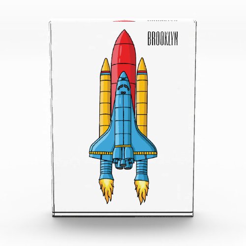 Rocket ship cartoon illustration photo block