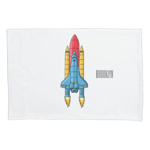 Rocket ship cartoon illustration pillow case