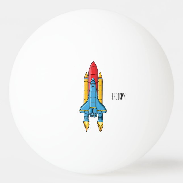 Rocket ship cartoon illustration  ping pong ball (Front)