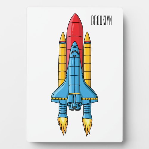 Rocket ship cartoon illustration plaque