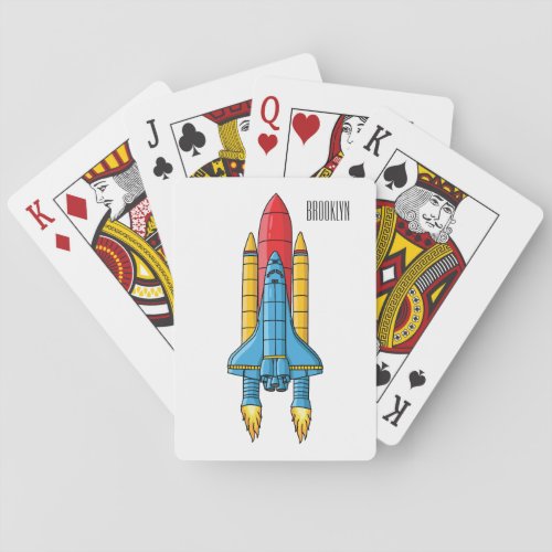 Rocket ship cartoon illustration poker cards