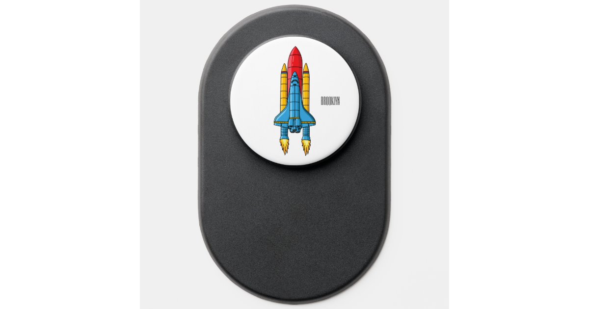 Rocket ship cartoon illustration PopSocket | Zazzle