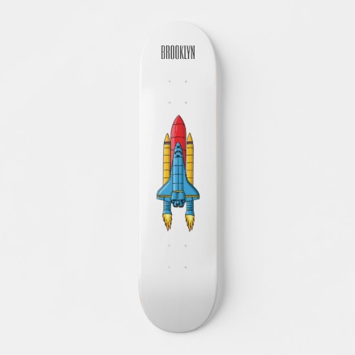 Rocket ship cartoon illustration skateboard