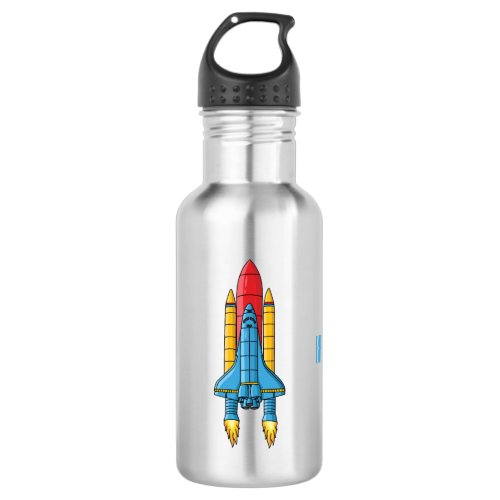 Rocket ship cartoon illustration stainless steel water bottle
