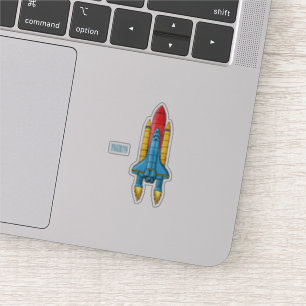 Rocket ship cartoon illustration sticker