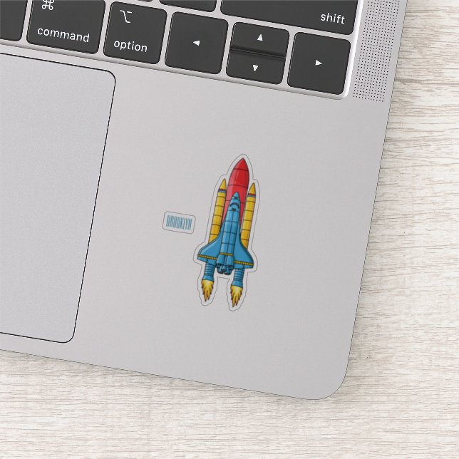 Rocket ship cartoon illustration sticker (Detail)