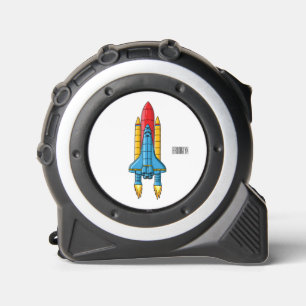 Rocket ship cartoon illustration tape measure