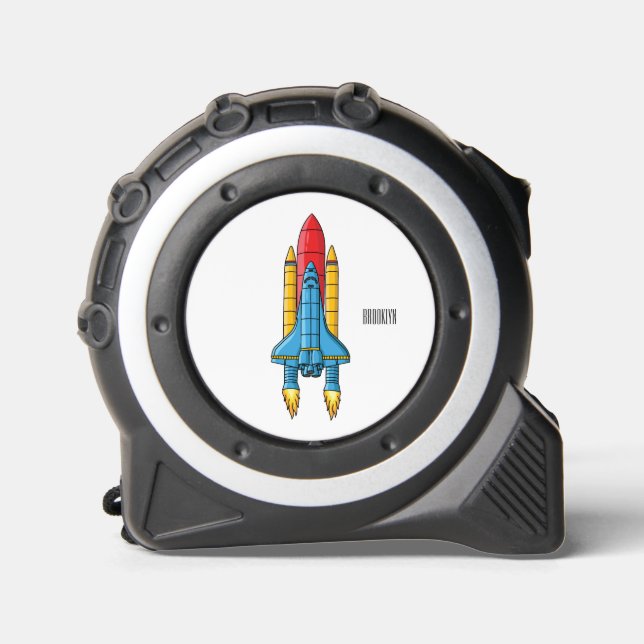 Rocket ship cartoon illustration tape measure (Front)