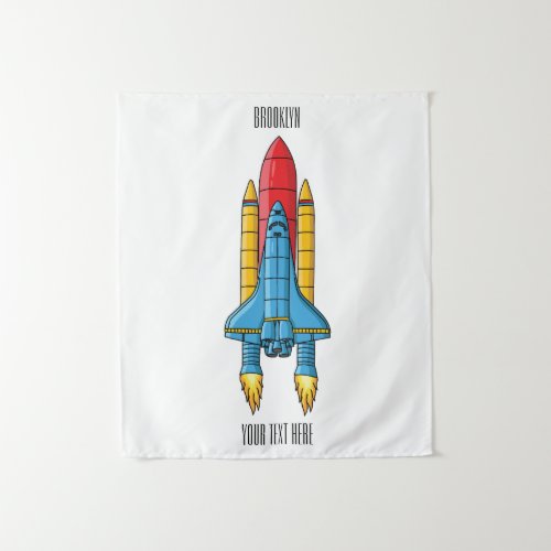 Rocket ship cartoon illustration  tapestry