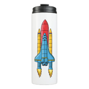 Rocket ship cartoon illustration thermal tumbler