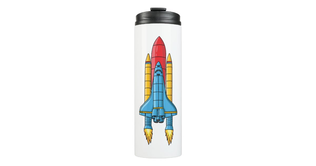 Rocket ship cartoon illustration thermal tumbler