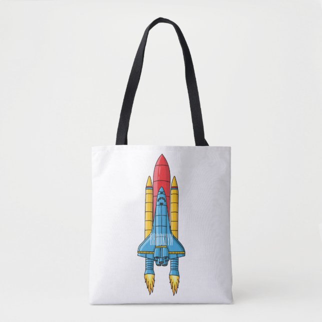 Rocket ship cartoon illustration  tote bag (Front)
