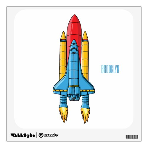 Rocket ship cartoon illustration wall decal