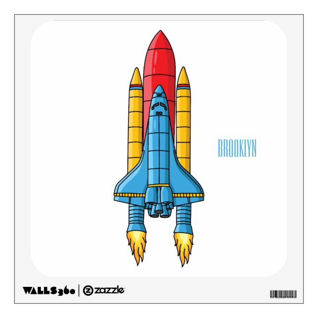 Rocket ship cartoon illustration wall decal (Front)