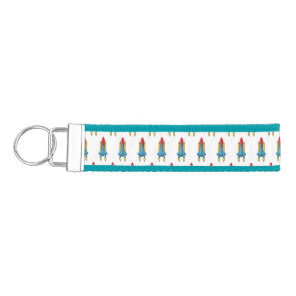 Rocket ship cartoon illustration wrist keychain