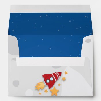 Rocket Ship Envelope by cranberrydesign at Zazzle