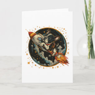 Rocket Ship French Bulldog Astronaut Card