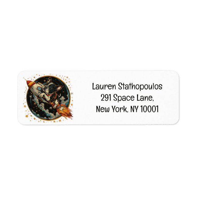Rocket Ship French Bulldog Astronaut Label (Front)