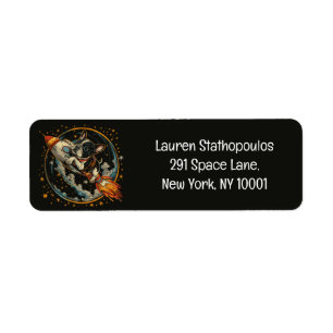 Rocket Ship French Bulldog Astronaut Label
