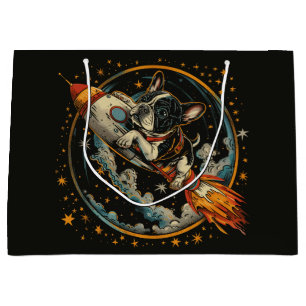 Rocket Ship French Bulldog Astronaut Large Gift Bag