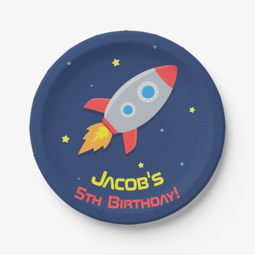 Rocket Ship in Outer Space Birthday Party Supplies Paper Plates