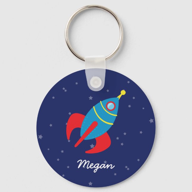 Rocket Ship in Space Keychain (Front)