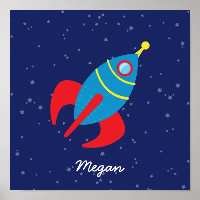 Rocket Ship in Space Poster (Front)