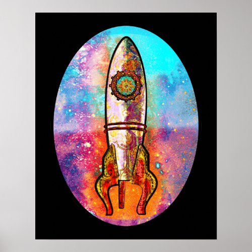 Rocket Ship in Space Poster