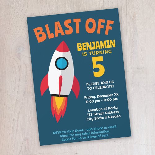 Rocket Ship _ Instant Download Boy Birthday Party Invitation