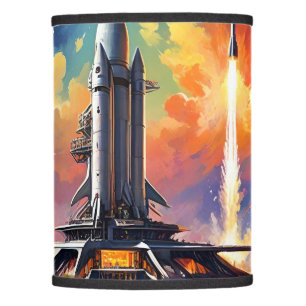 rocket ship launching base retro lamp shade