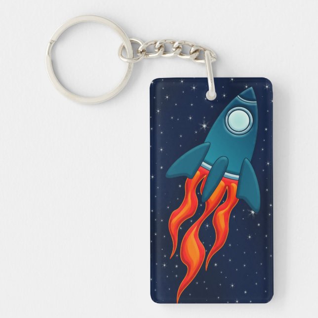 Rocket ship on space keychain (Front)