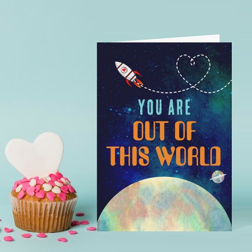 Rocket Ship Out Of This World Valentines Day Card
