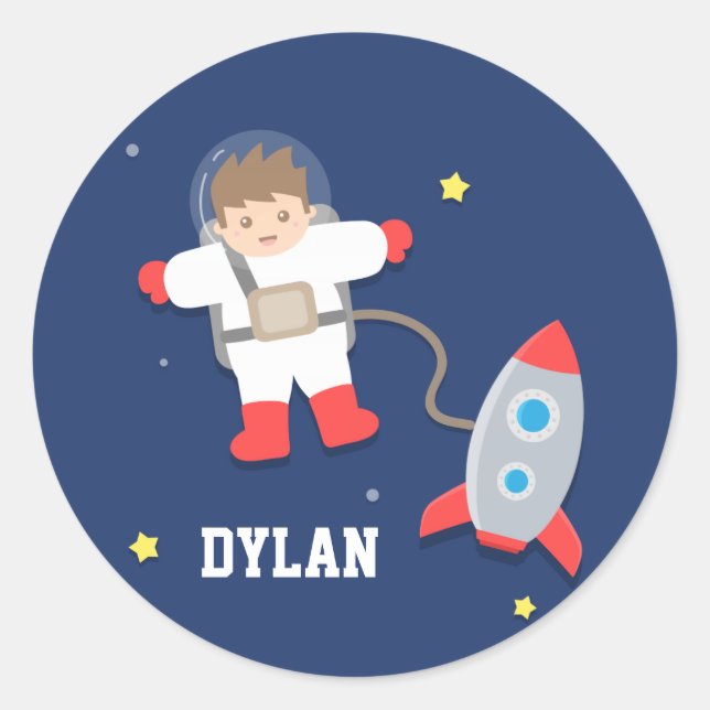 Rocket Ship Outer Space Astronaut Kids Stickers (Front)