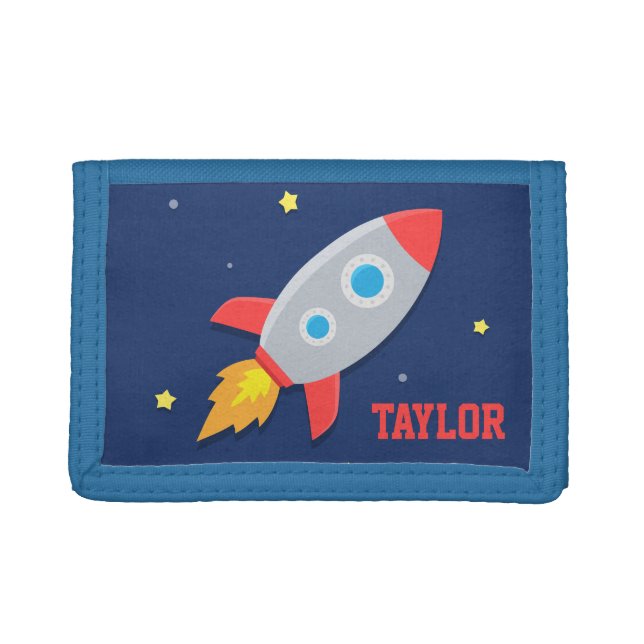 Rocket Ship, Outer Space, For Boys Trifold Wallet (Front)